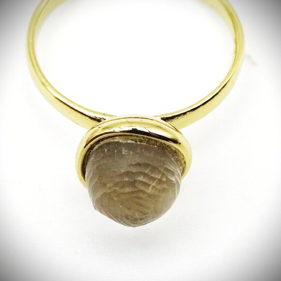 ALEXIS BITTAR Gold Plated Light Brown Lucite Sphere Ring Size 7 - Picture 4 of 5